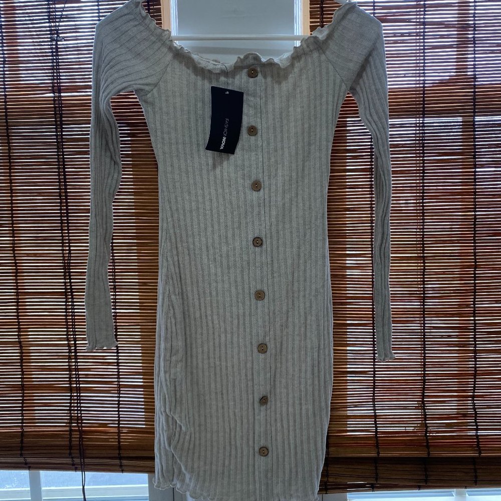 Brand New Off The Shoulder Fashion Nova Long Sleeve Mini Size M